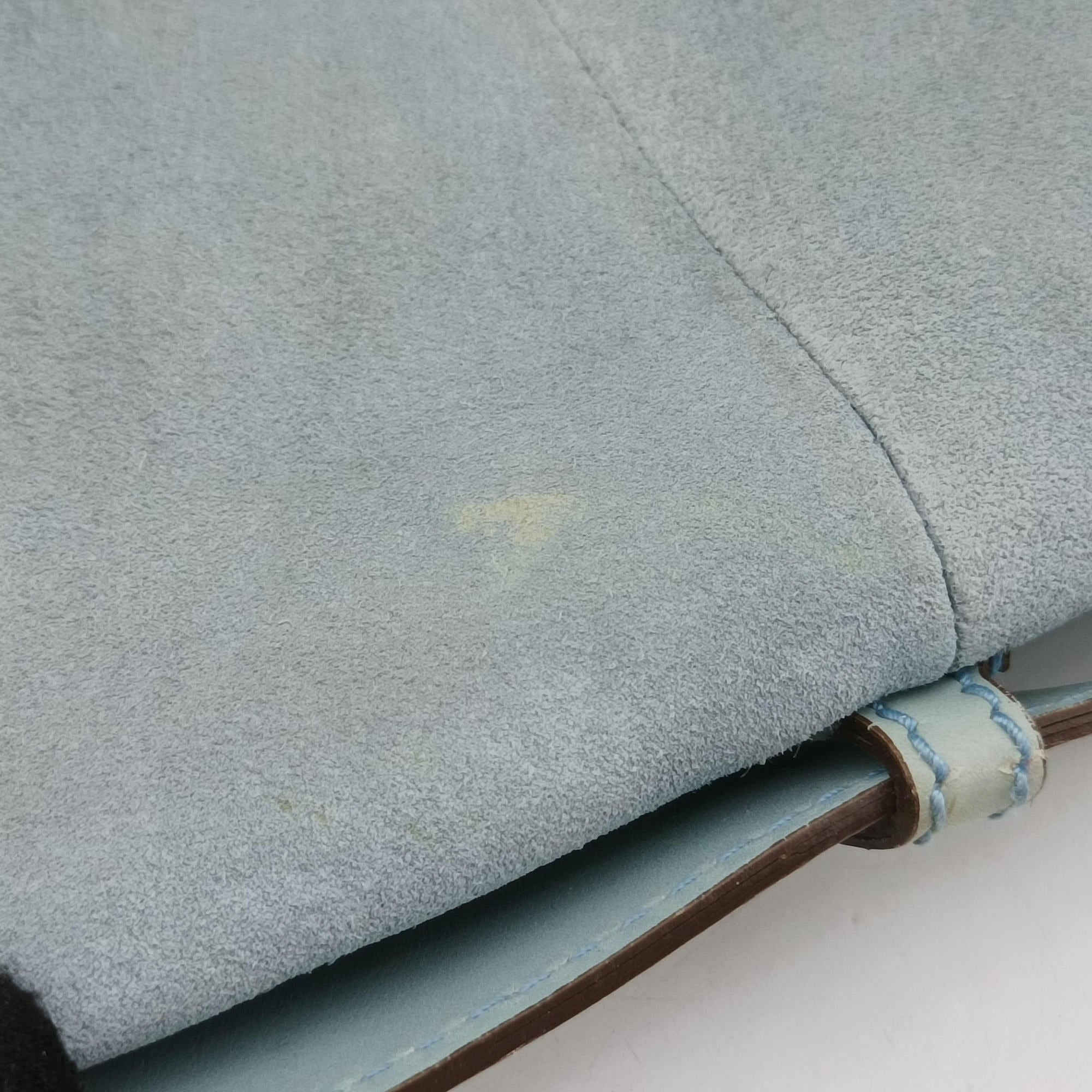 Vintage Yves Saint Laurent Rive Gauche Mombasa Light Blue Suede 205118 shoulderbag | stylenewstar