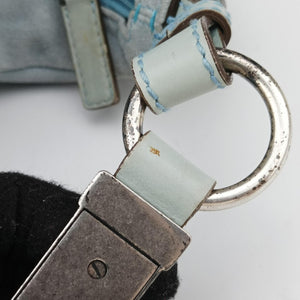 Vintage Yves Saint Laurent Rive Gauche Mombasa Light Blue Suede 205118 shoulderbag | stylenewstar