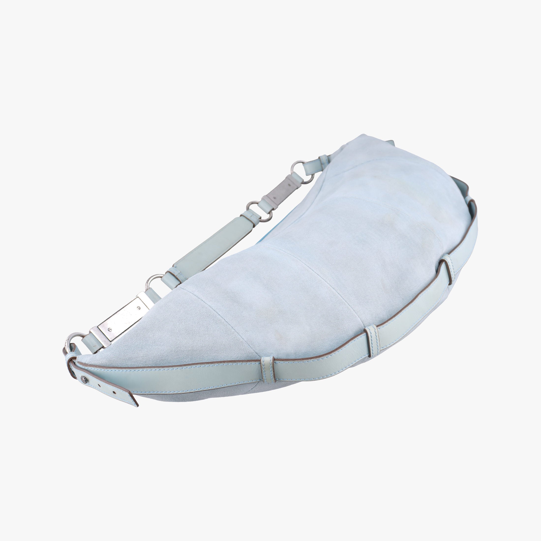 Vintage Yves Saint Laurent Rive Gauche Mombasa Light Blue Suede 205118 shoulderbag | stylenewstar