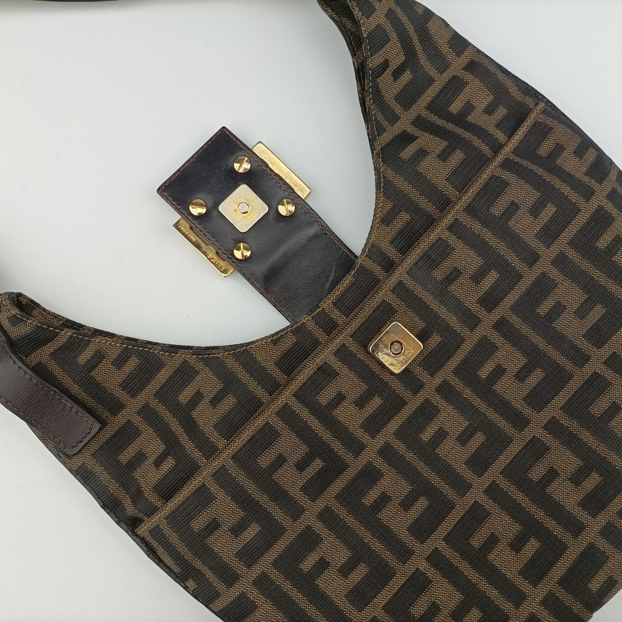 Vintage Fendi Zucca Brown canvas x Leather 8BR631 handbag | stylenewstar