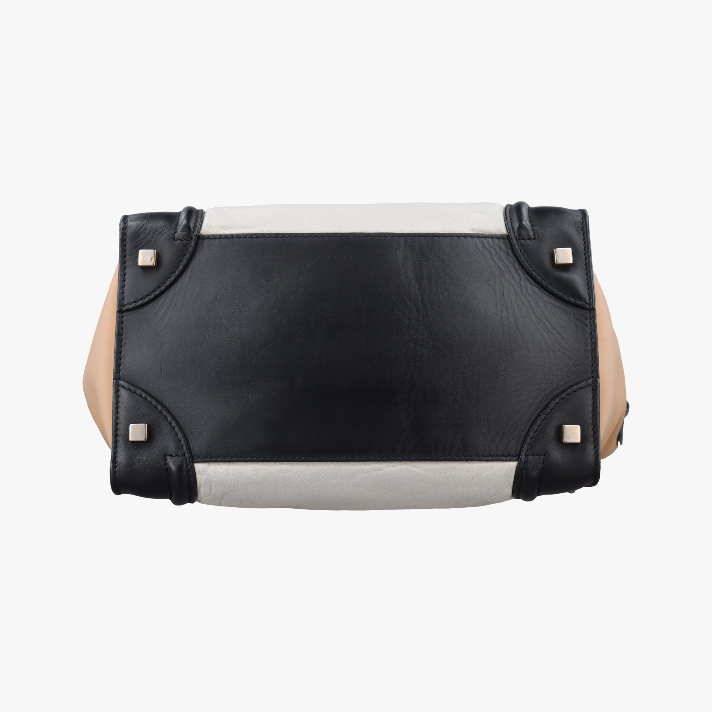 Pre-owned Celine Luggage Mini Shopper Beige×white×black Leather  handbag | stylenewstar