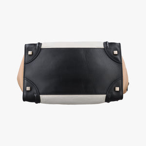 Pre-owned Celine Luggage Mini Shopper Beige×white×black Leather  handbag | stylenewstar