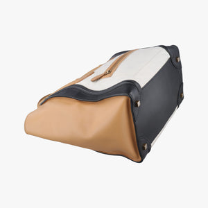 Pre-owned Celine Luggage Mini Shopper Beige×white×black Leather  handbag | stylenewstar