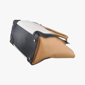 Pre-owned Celine Luggage Mini Shopper Beige×white×black Leather  handbag | stylenewstar