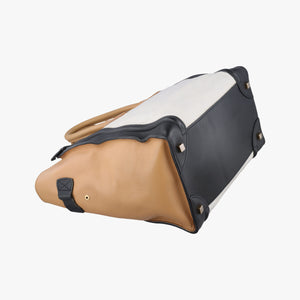 Pre-owned Celine Luggage Mini Shopper Beige×white×black Leather  handbag | stylenewstar