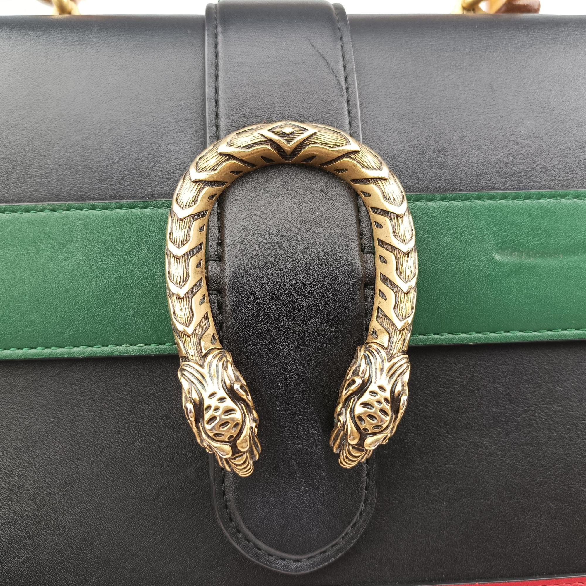 Pre-owned Gucci Dionysus Black×green×red Leather 448075 shoulderbag | stylenewstar
