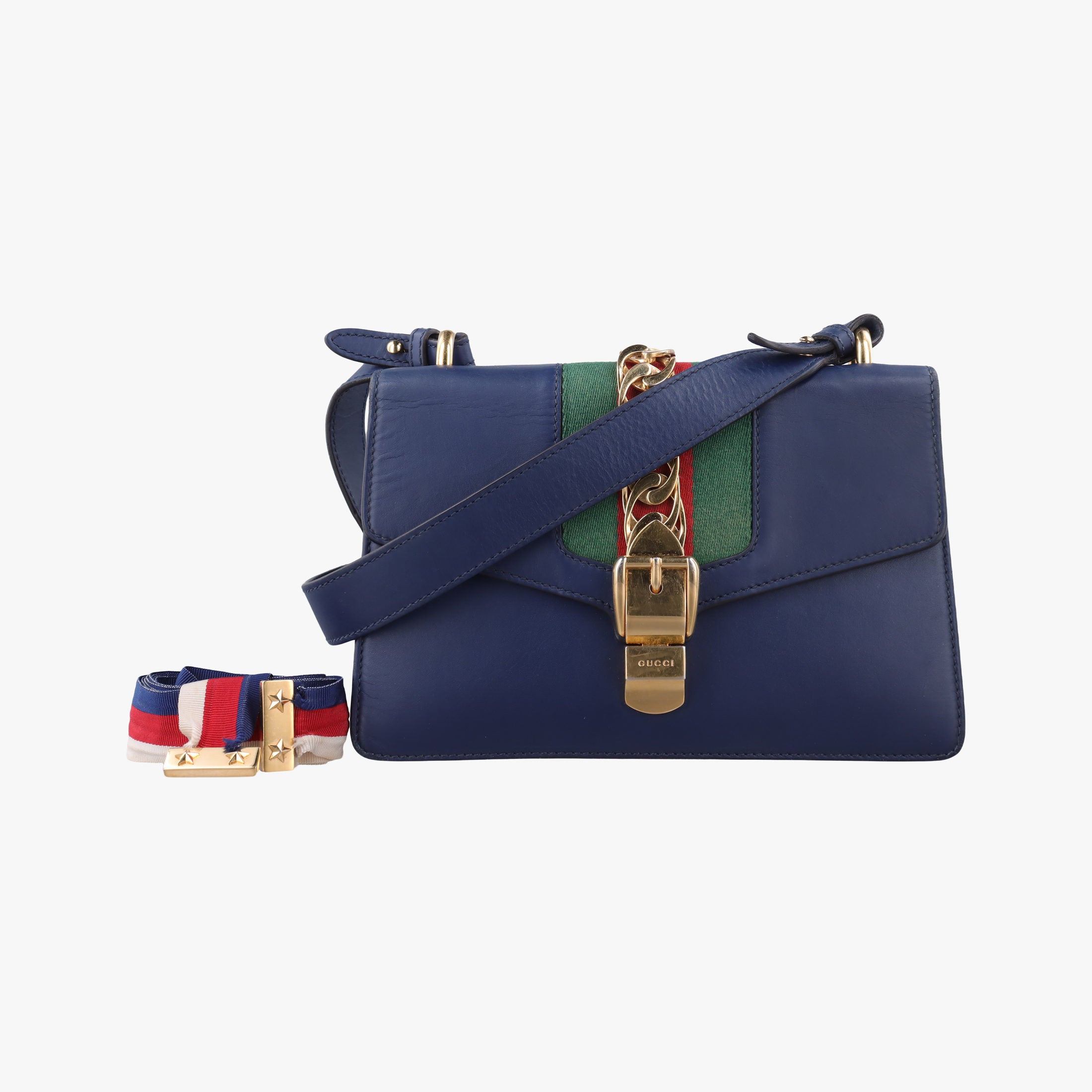 Pre-owned Gucci Sylvie Blue Leather 421882 shoulderbag | stylenewstar