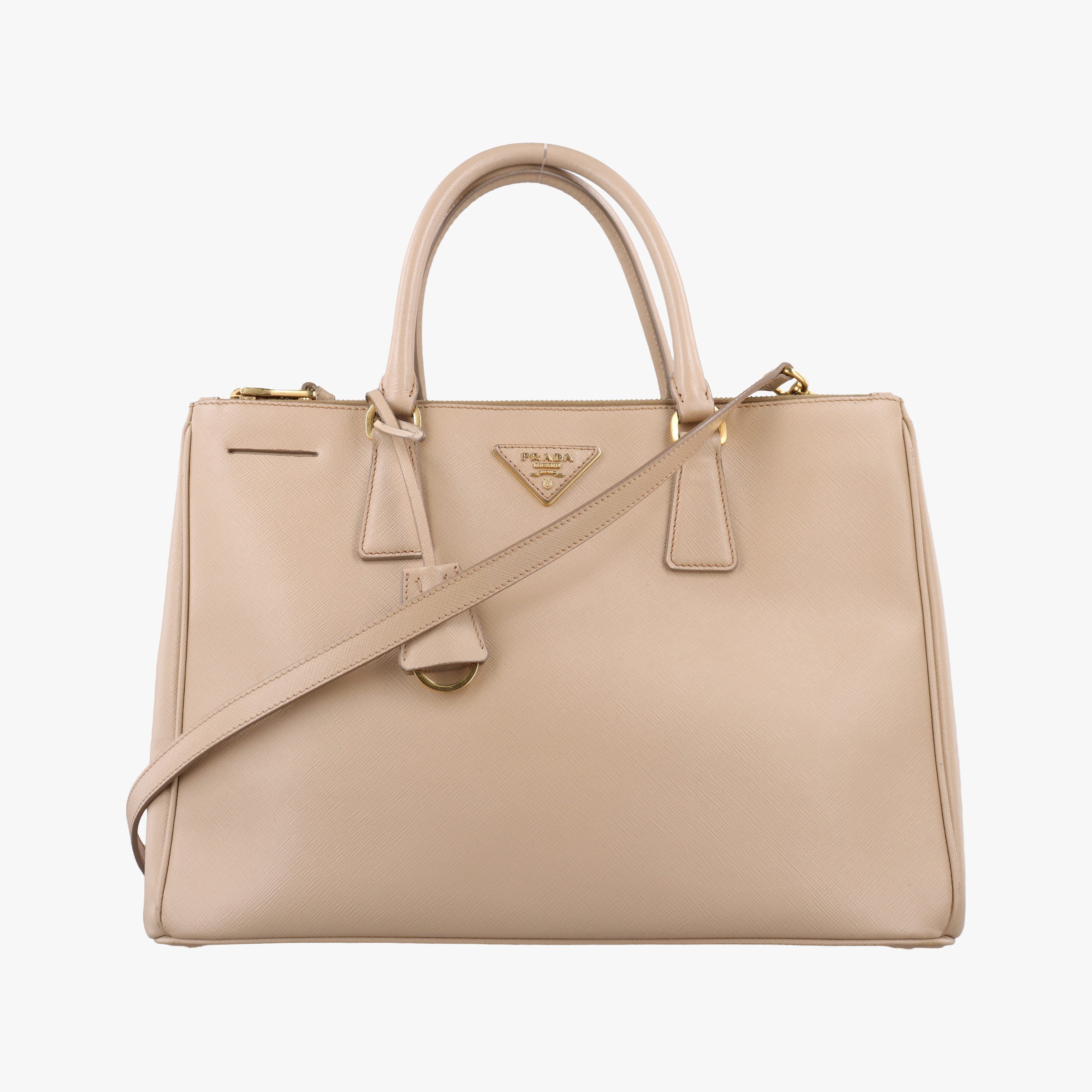 Pre-owned Prada Galleria Beige SAFFIANO Leather BN1786 shoulderbag | stylenewstar