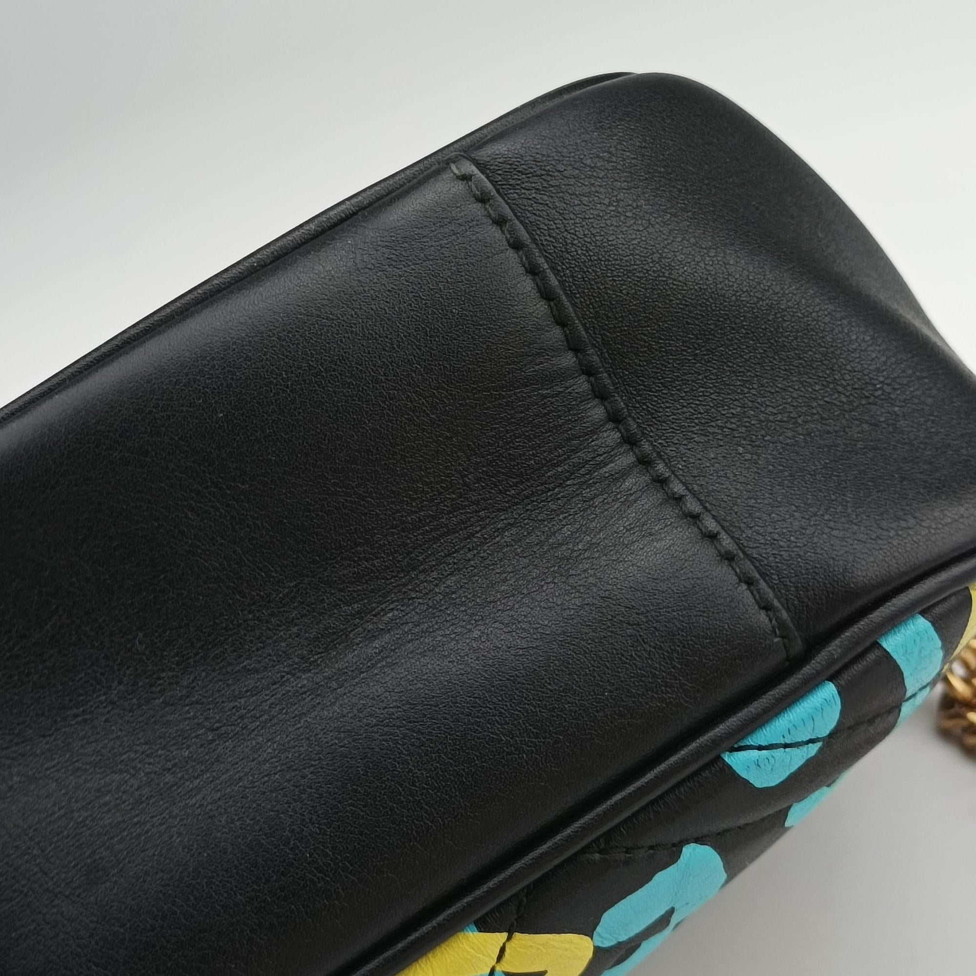 Pre-owned Gucci GG Marmont Black×multicolor Leather 443499 shoulderbag | stylenewstar