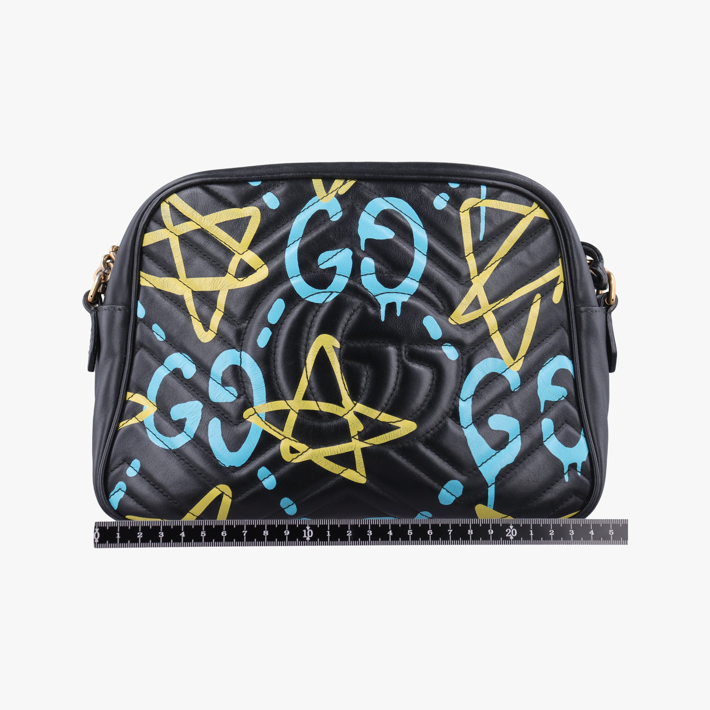 Pre-owned Gucci GG Marmont Black×multicolor Leather 443499 shoulderbag | stylenewstar