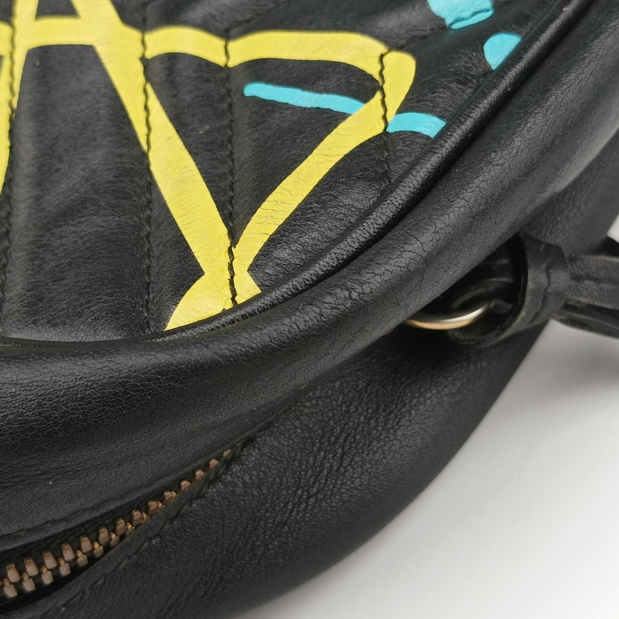 Pre-owned Gucci GG Marmont Black×multicolor Leather 443499 shoulderbag | stylenewstar