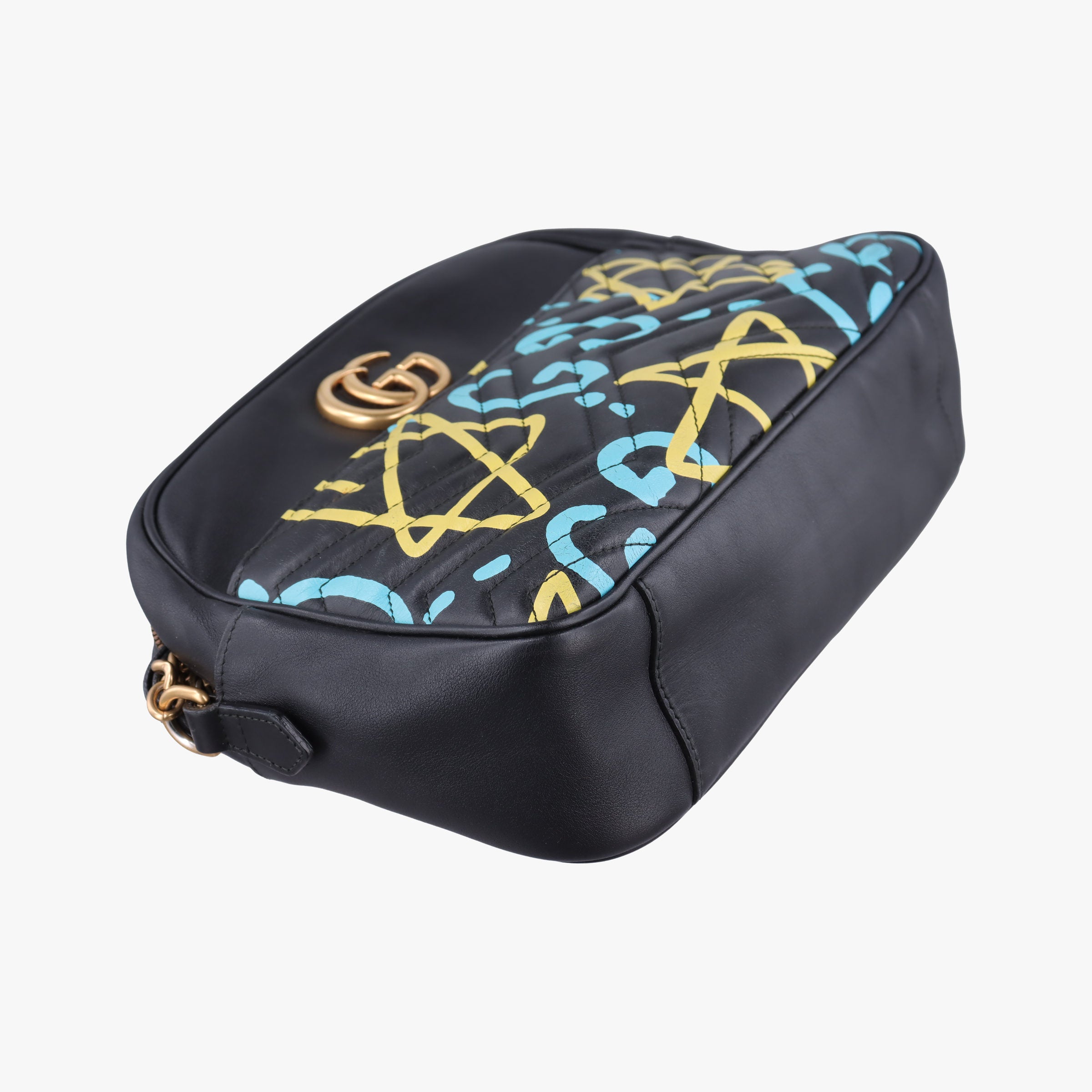 Pre-owned Gucci GG Marmont Black×multicolor Leather 443499 shoulderbag | stylenewstar