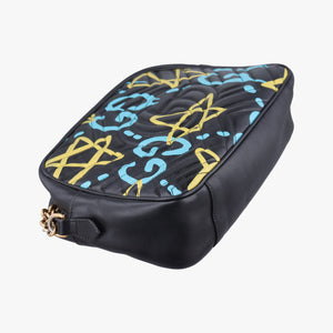 Pre-owned Gucci GG Marmont Black×multicolor Leather 443499 shoulderbag | stylenewstar