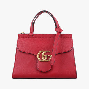 Pre-owned Gucci GG Marmont Red Leather 442622 handbag | stylenewstar