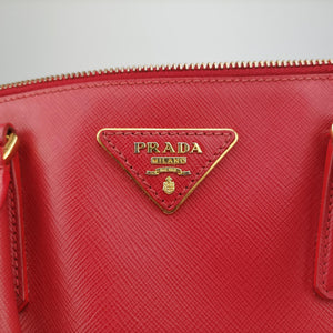 Pre-owned Prada Galleria Red SAFFIANO Leather BN1786 handbag | stylenewstar