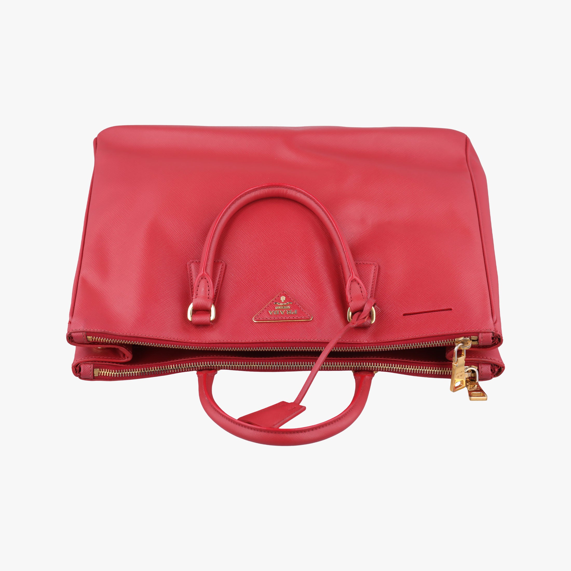 Pre-owned Prada Galleria Red SAFFIANO Leather BN1786 handbag | stylenewstar