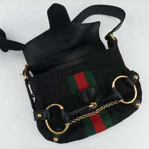 Secondhand Gucci Horsebit Black canvas×Leather 131094 handbag | stylenewstar