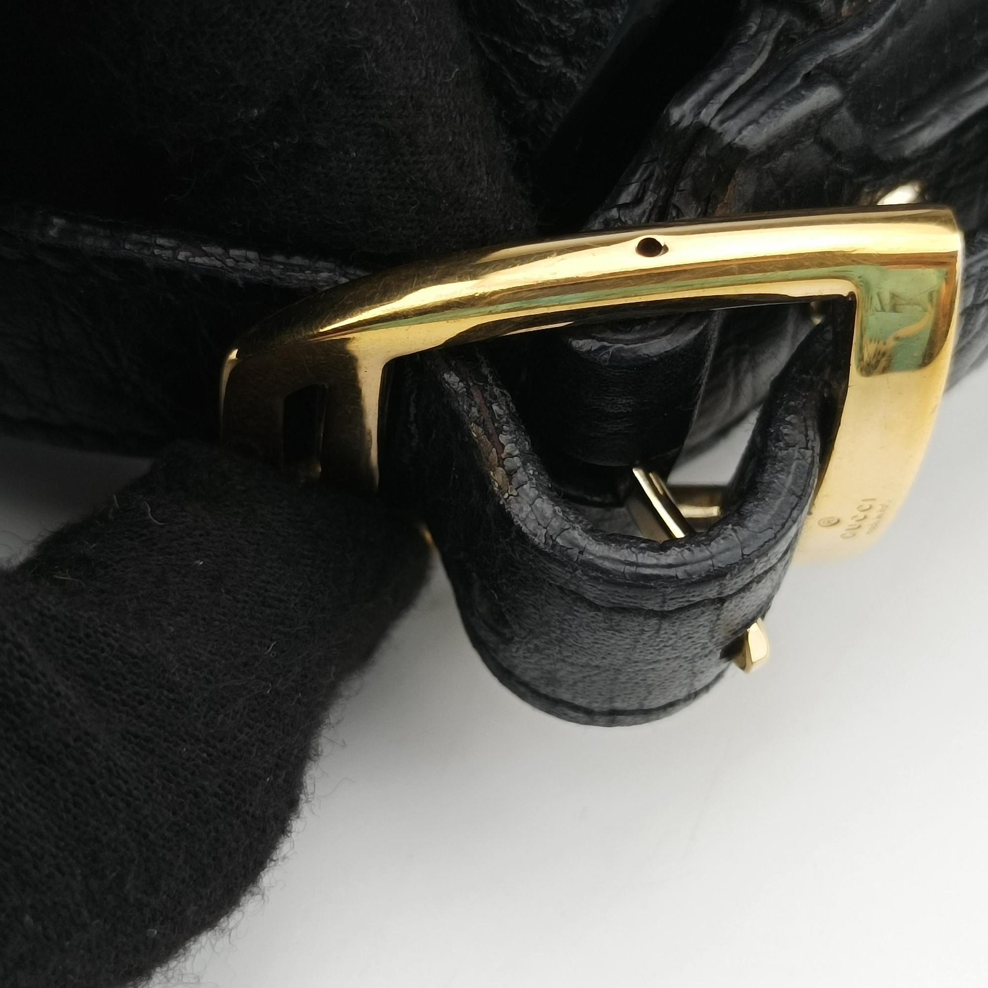 Secondhand Gucci Horsebit Black canvas×Leather 131094 handbag | stylenewstar