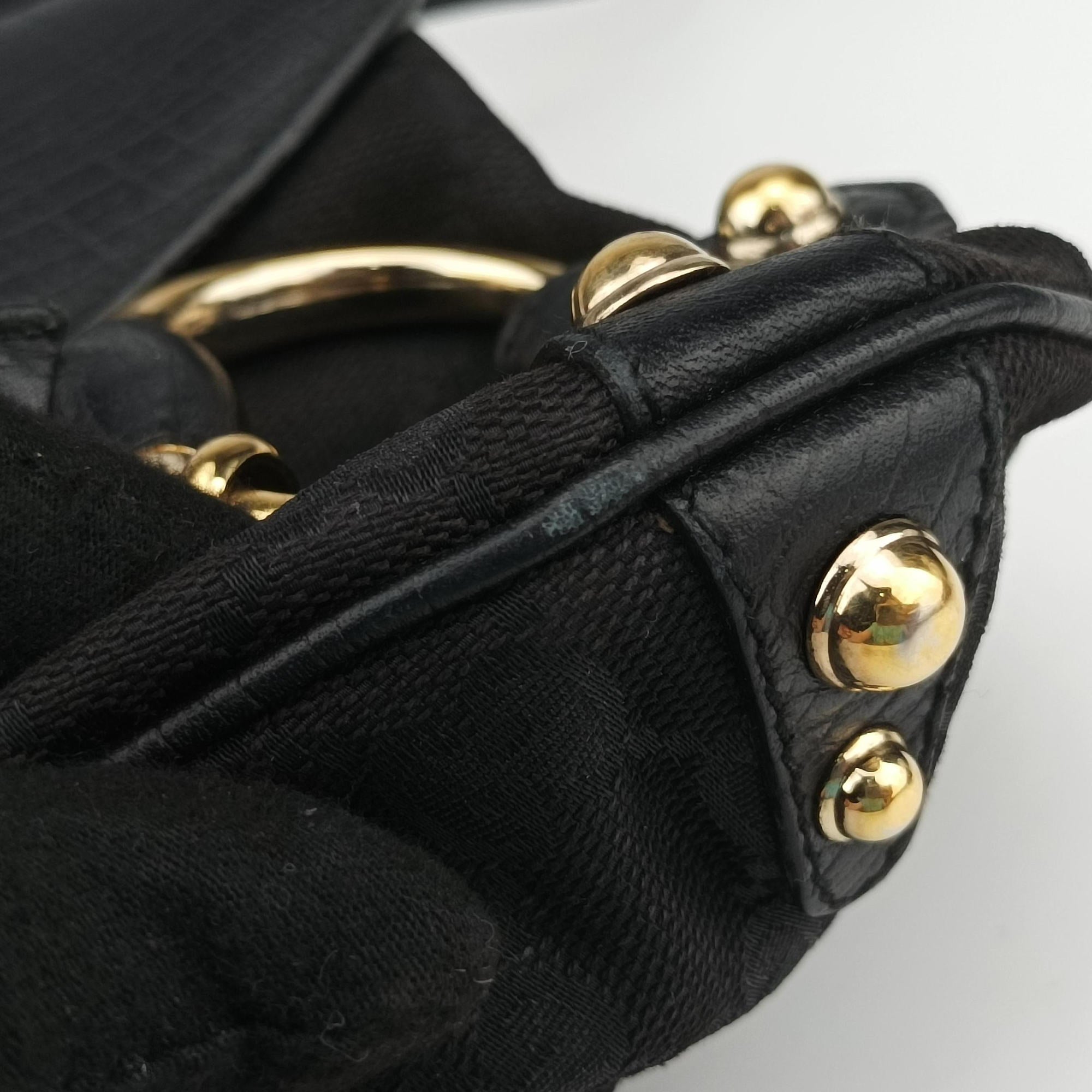 Secondhand Gucci Horsebit Black canvas×Leather 131094 handbag | stylenewstar