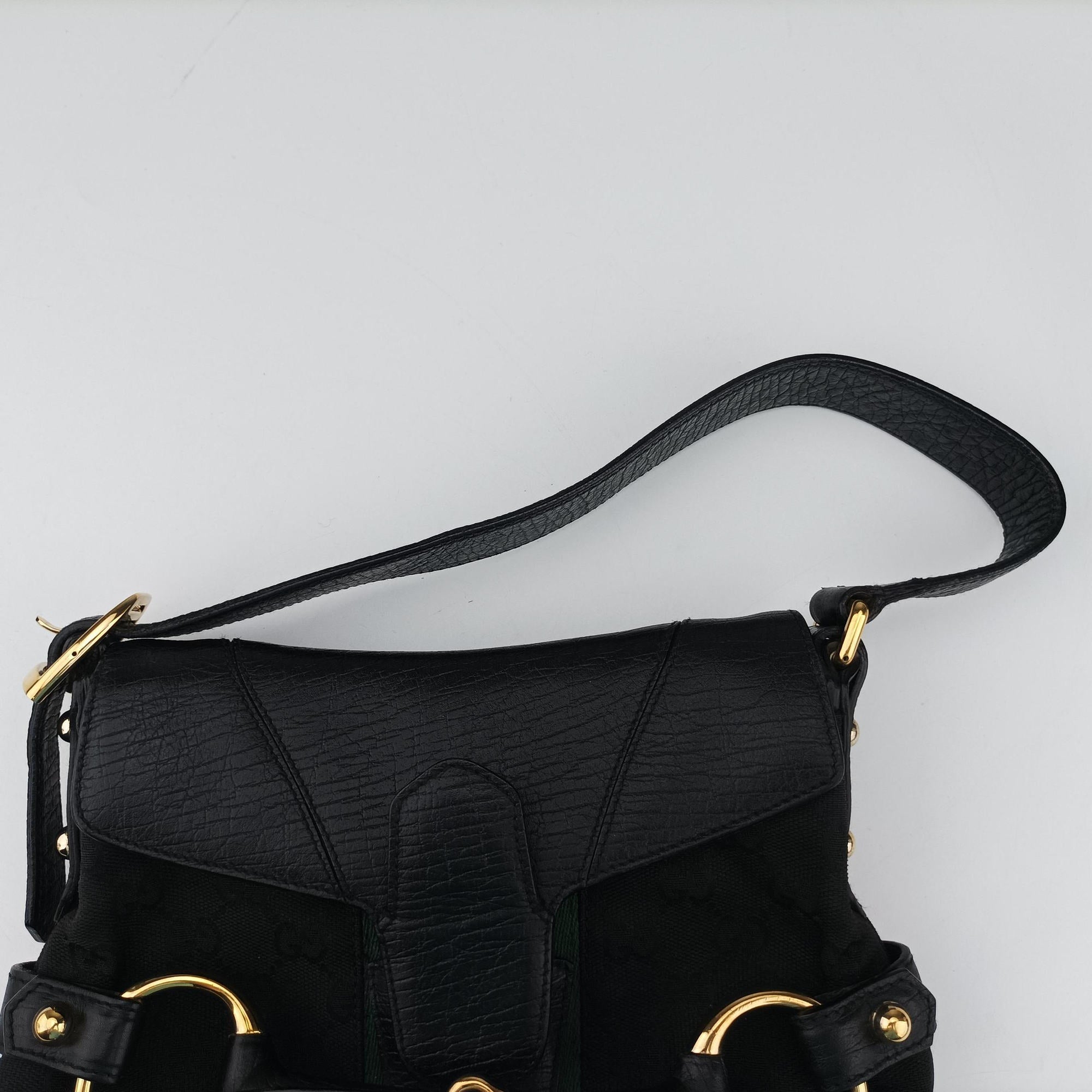 Secondhand Gucci Horsebit Black canvas×Leather 131094 handbag | stylenewstar