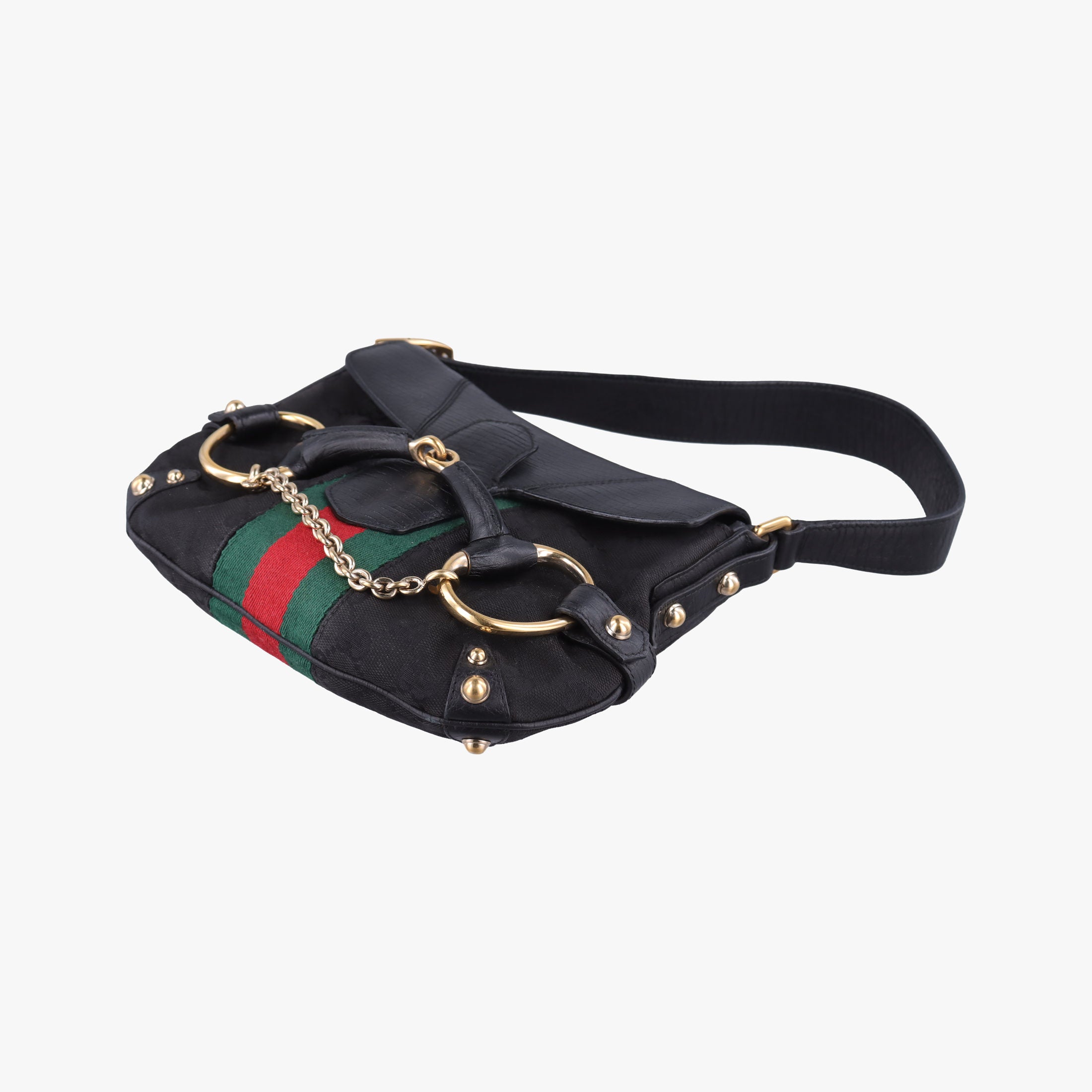 Secondhand Gucci Horsebit Black canvas×Leather 131094 handbag | stylenewstar