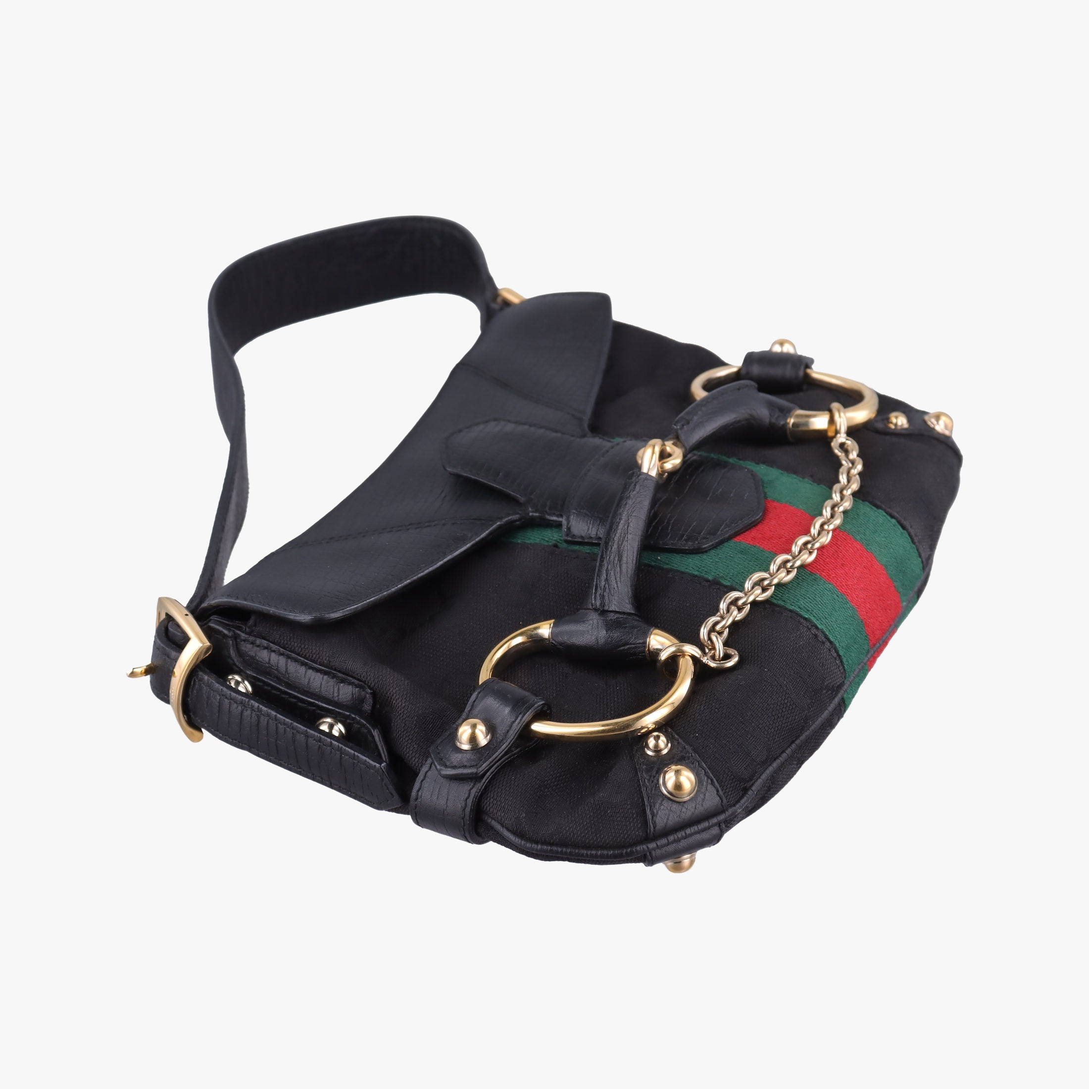 Secondhand Gucci Horsebit Black canvas×Leather 131094 handbag | stylenewstar