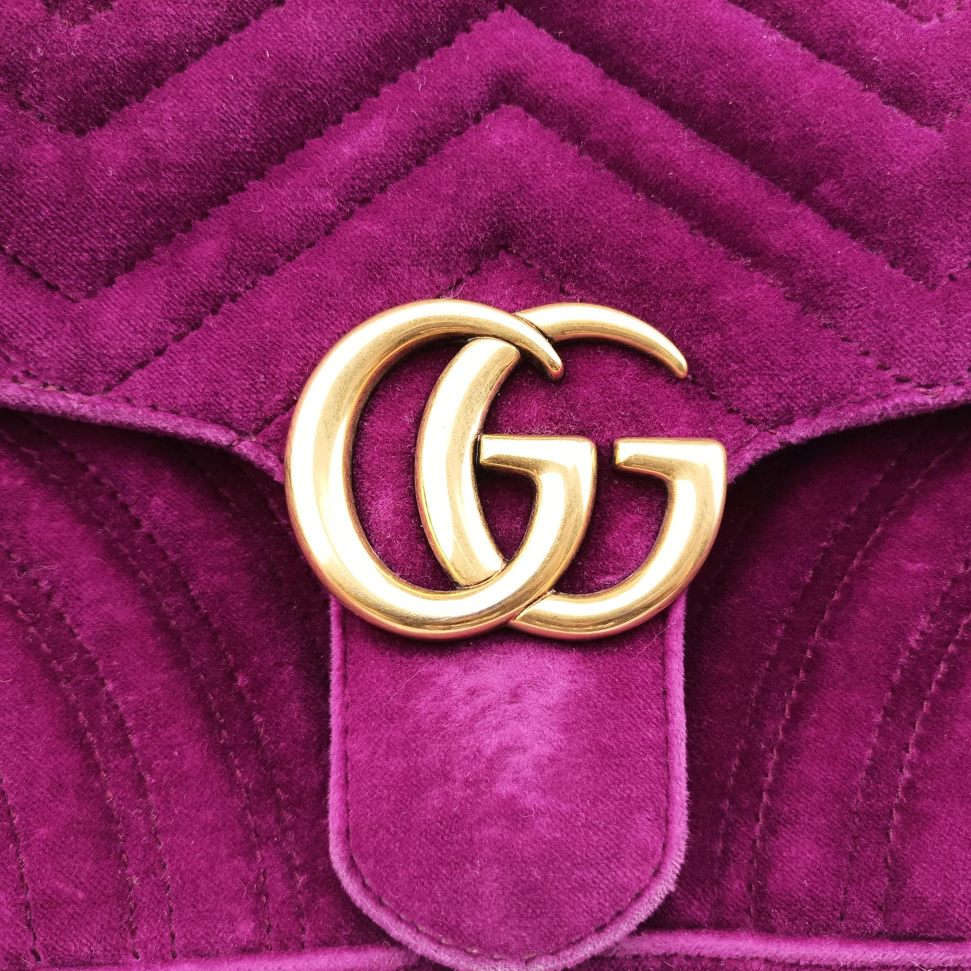 Vintage Gucci GG Marmont Purple velour 448497 shoulderbag | stylenewstar