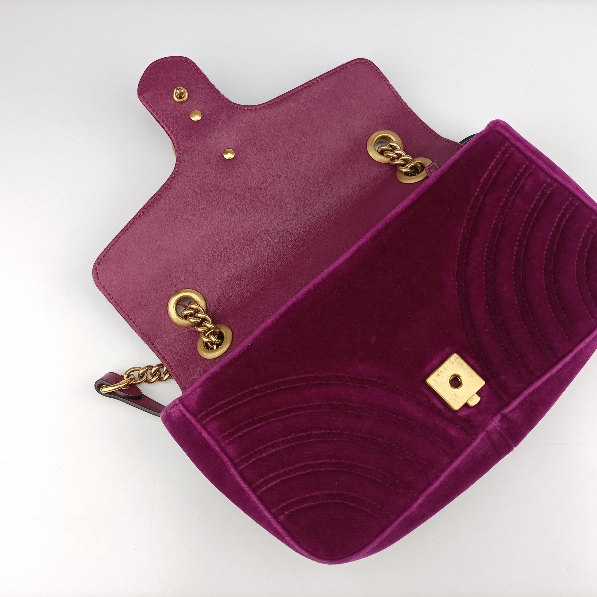 Vintage Gucci GG Marmont Purple velour 448497 shoulderbag | stylenewstar