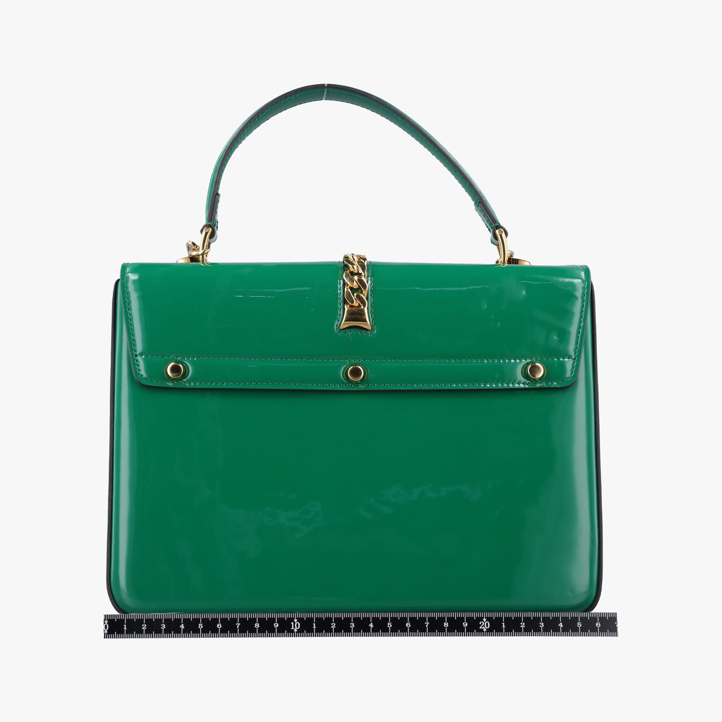 Pre-owned Gucci Sylvie Green Patent Leather 589478 shoulderbag | stylenewstar