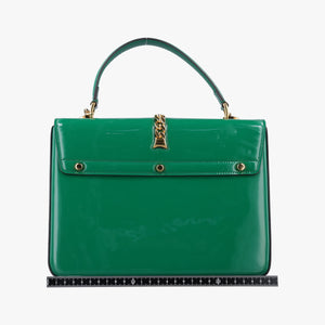 Pre-owned Gucci Sylvie Green Patent Leather 589478 shoulderbag | stylenewstar