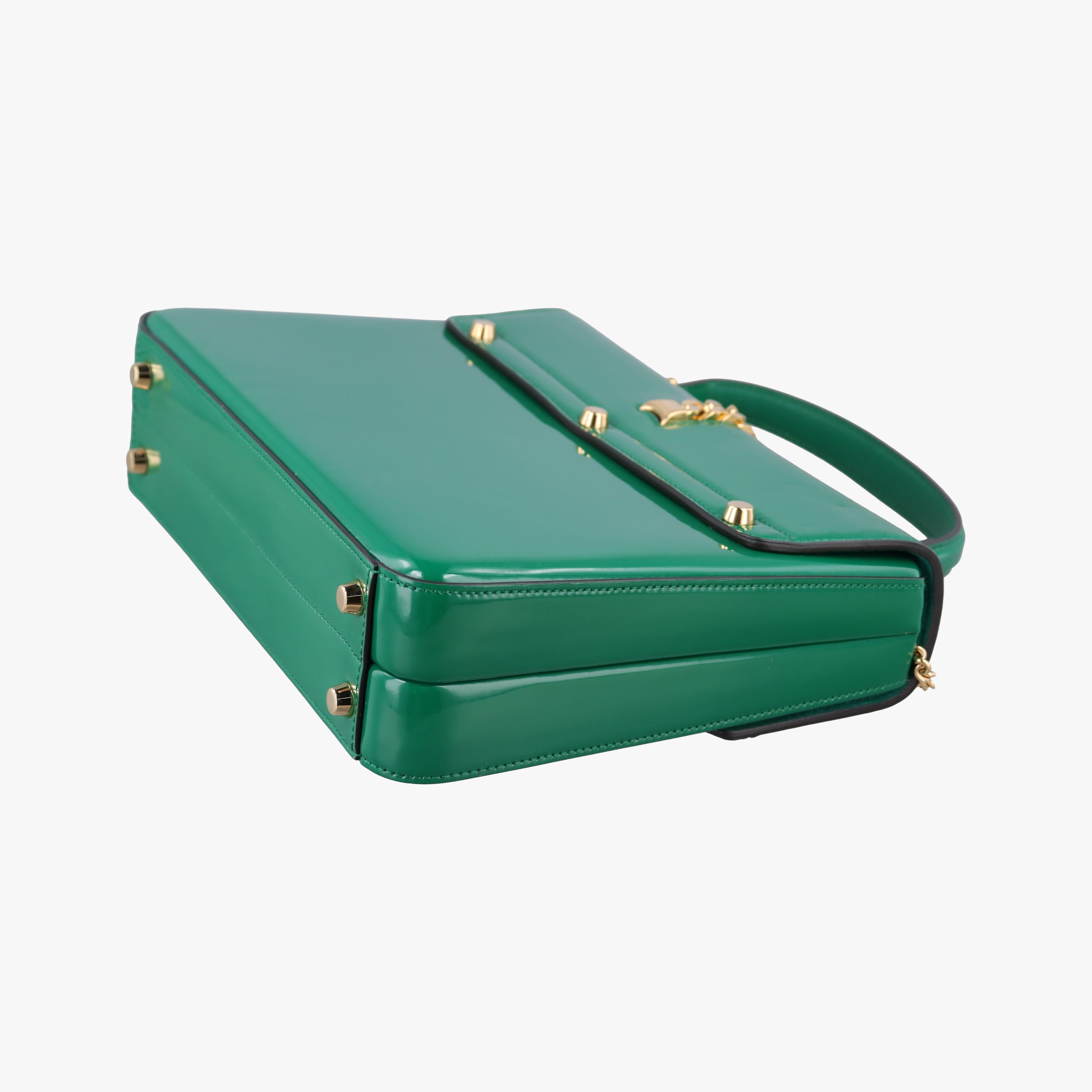 Pre-owned Gucci Sylvie Green Patent Leather 589478 shoulderbag | stylenewstar