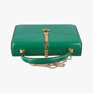 Pre-owned Gucci Sylvie Green Patent Leather 589478 shoulderbag | stylenewstar