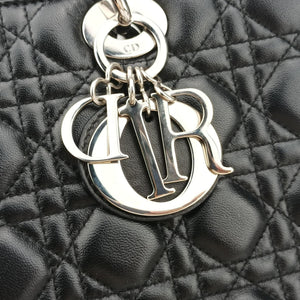 Pre-owned Christian Dior Lady Dior Black lambskin  shoulderbag | stylenewstar