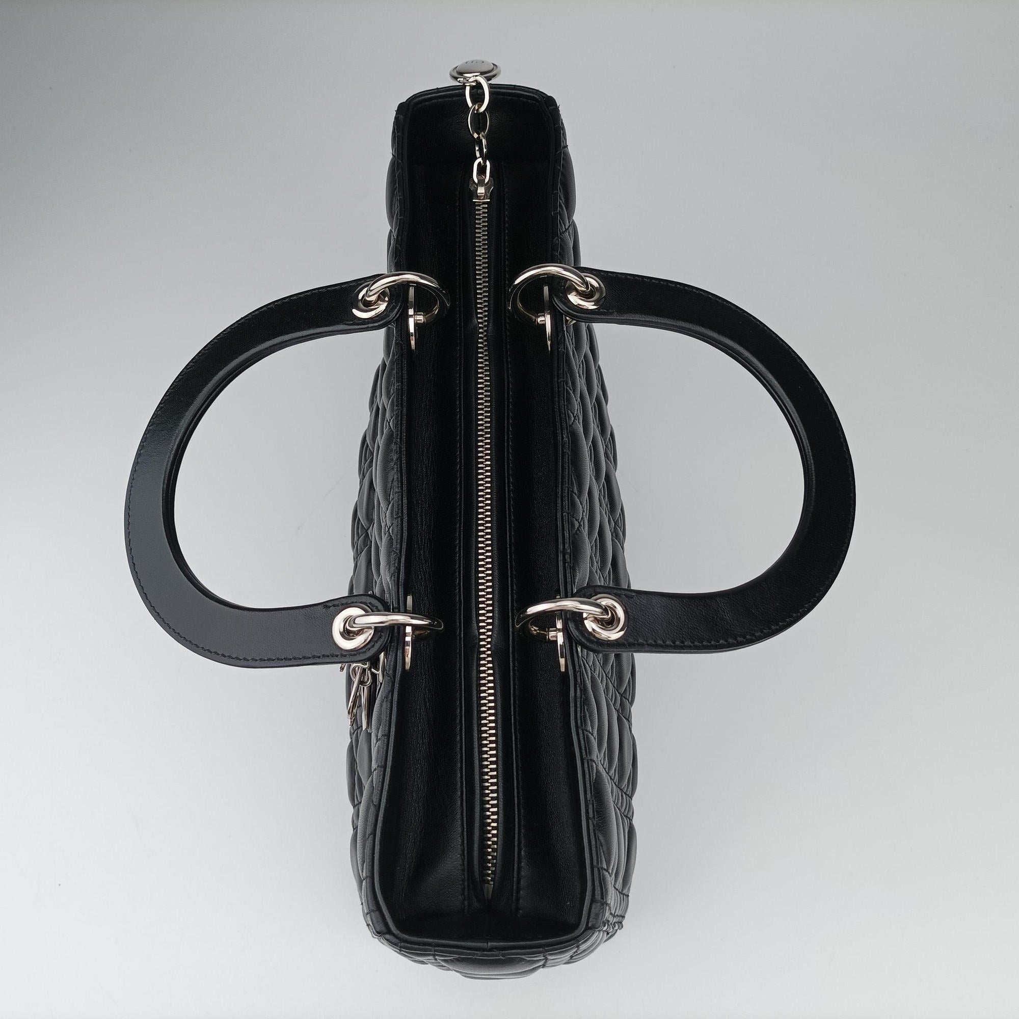 Pre-owned Christian Dior Lady Dior Black lambskin  shoulderbag | stylenewstar