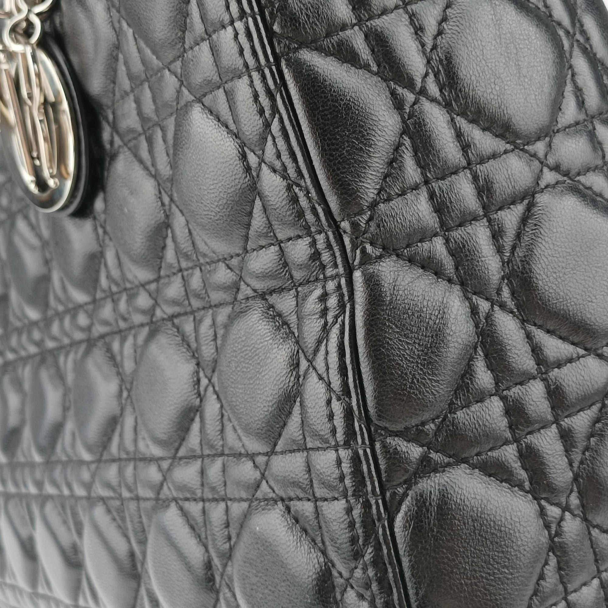 Pre-owned Christian Dior Lady Dior Black lambskin  shoulderbag | stylenewstar