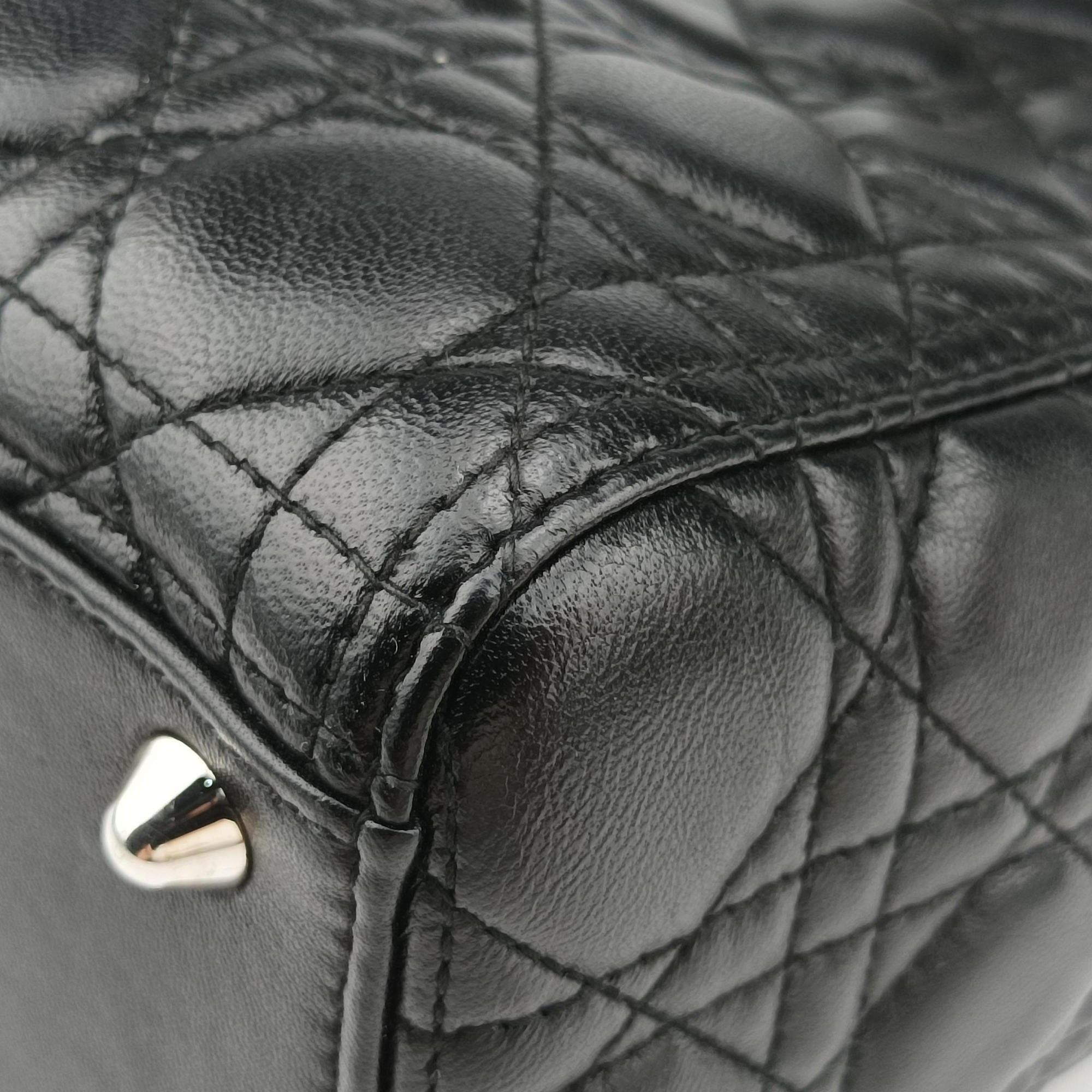 Pre-owned Christian Dior Lady Dior Black lambskin  shoulderbag | stylenewstar