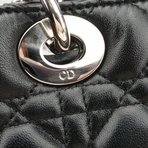 Pre-owned Christian Dior Lady Dior Black lambskin  shoulderbag | stylenewstar