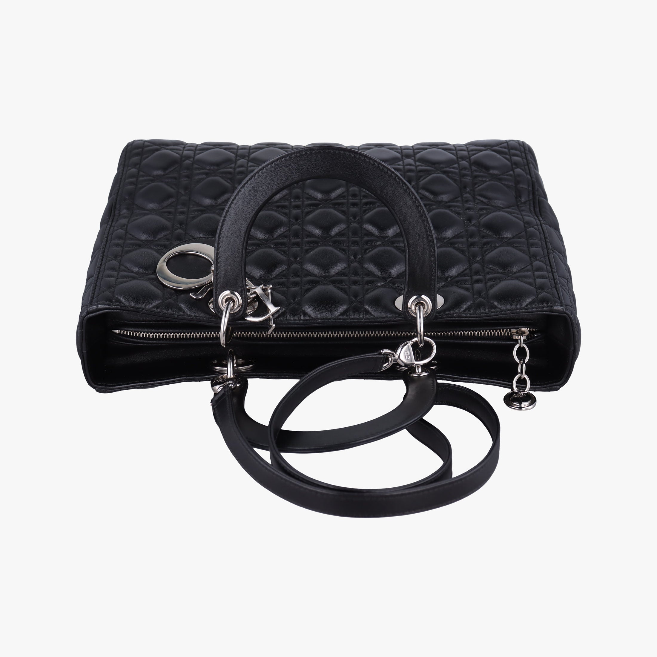 Pre-owned Christian Dior Lady Dior Black lambskin  shoulderbag | stylenewstar