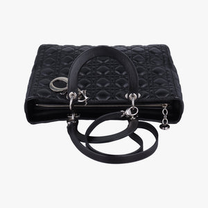 Pre-owned Christian Dior Lady Dior Black lambskin  shoulderbag | stylenewstar