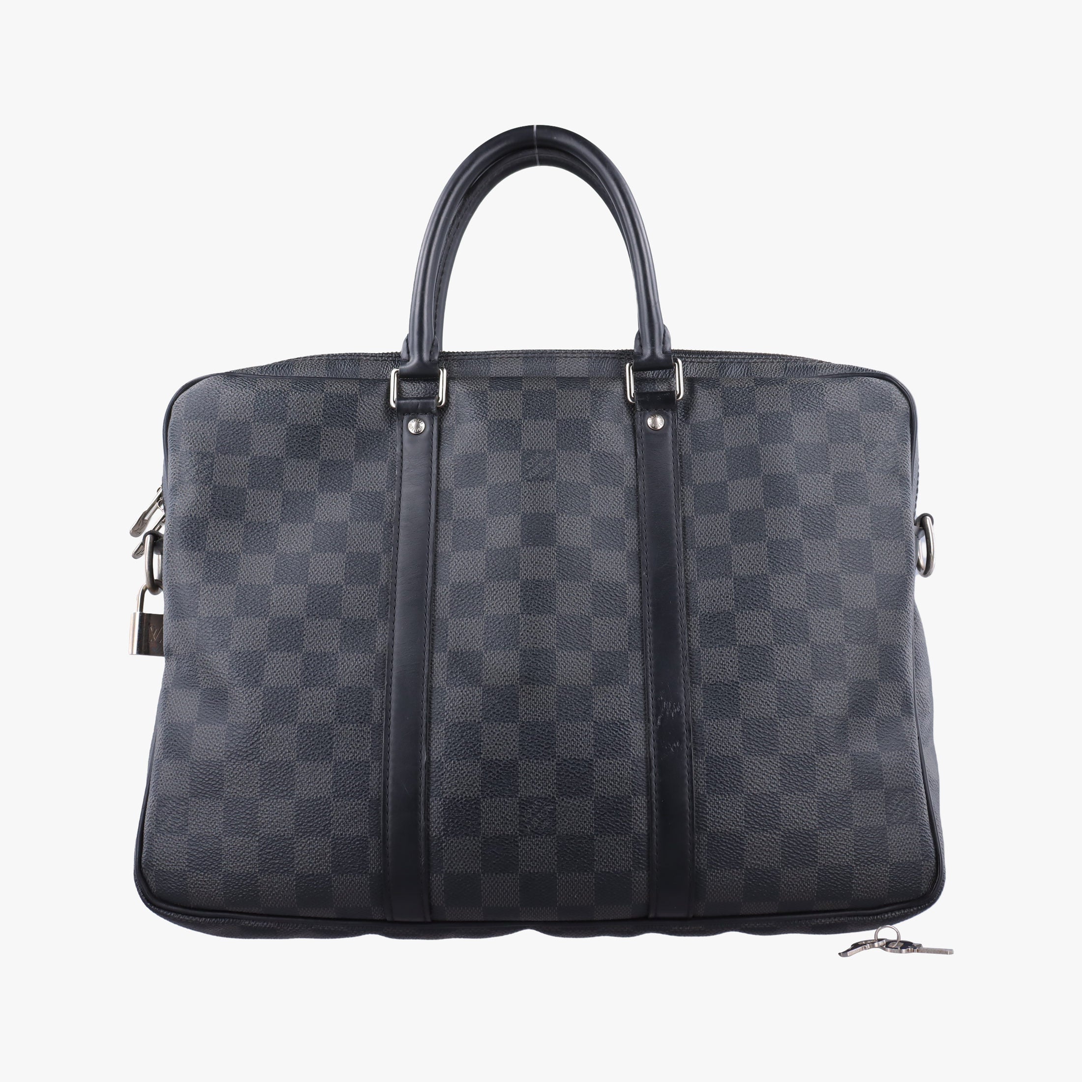 Pre-owned Louis Vuitton Porte Documents Voyage PM Noir Damier Graphite N41478 handbag | stylenewstar