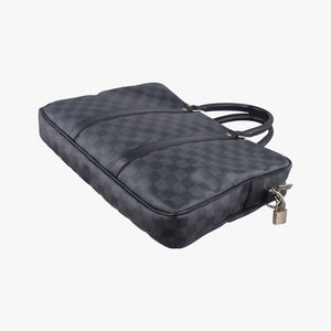 Pre-owned Louis Vuitton Porte Documents Voyage PM Noir Damier Graphite N41478 handbag | stylenewstar