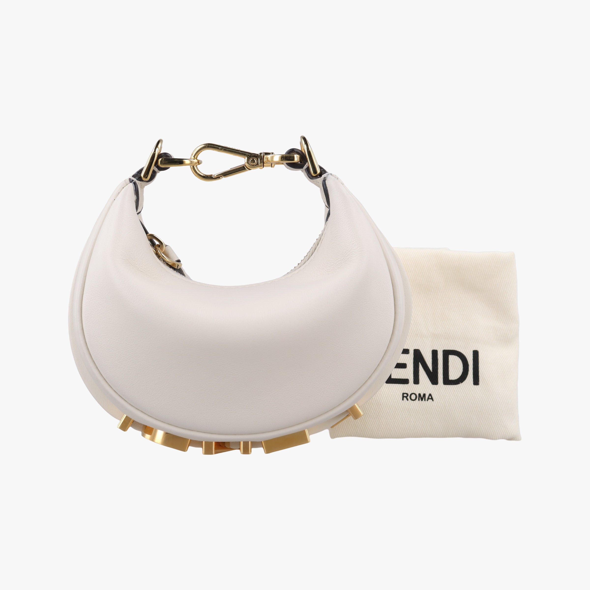 Pre-owned Fendi Nano Fendigraphy White Leather 7AS089 handbag | stylenewstar