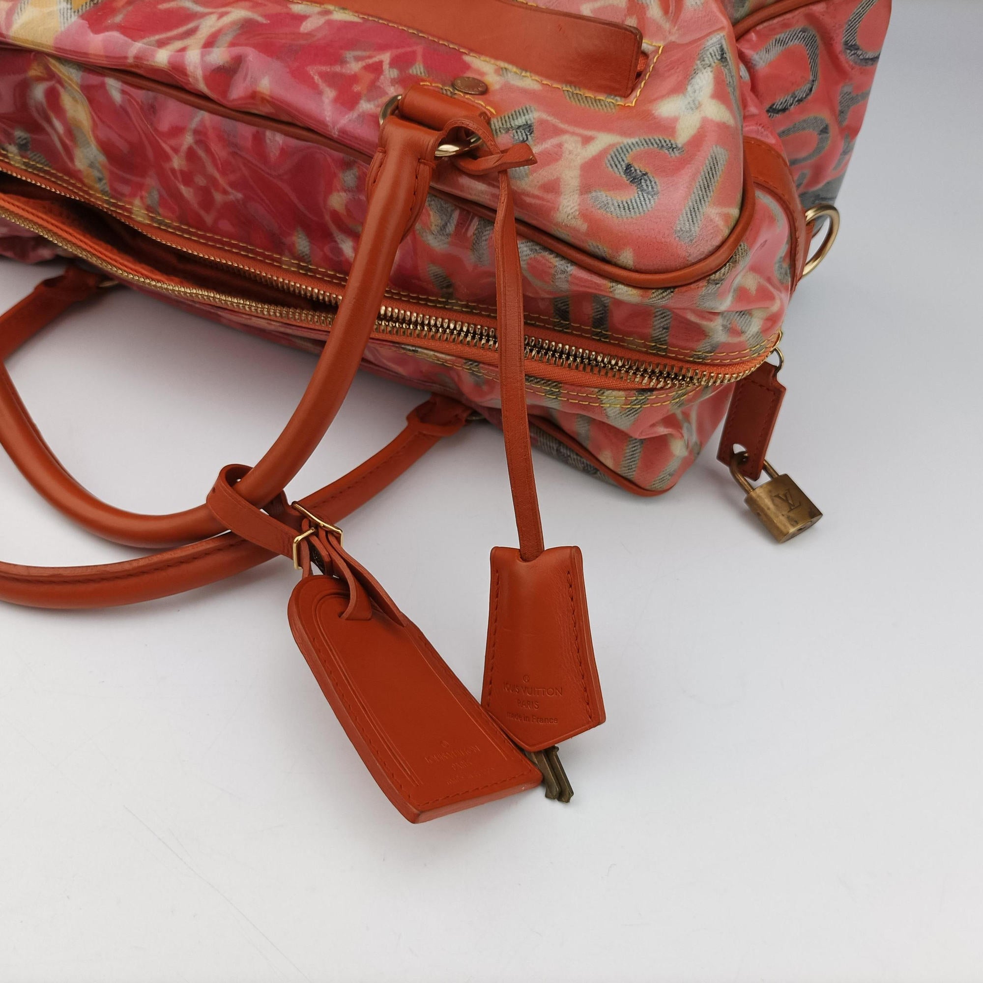 Pre-owned Louis Vuitton Weekender PM Rose×Multicolor Monogram Pulp M95734 handbag | stylenewstar
