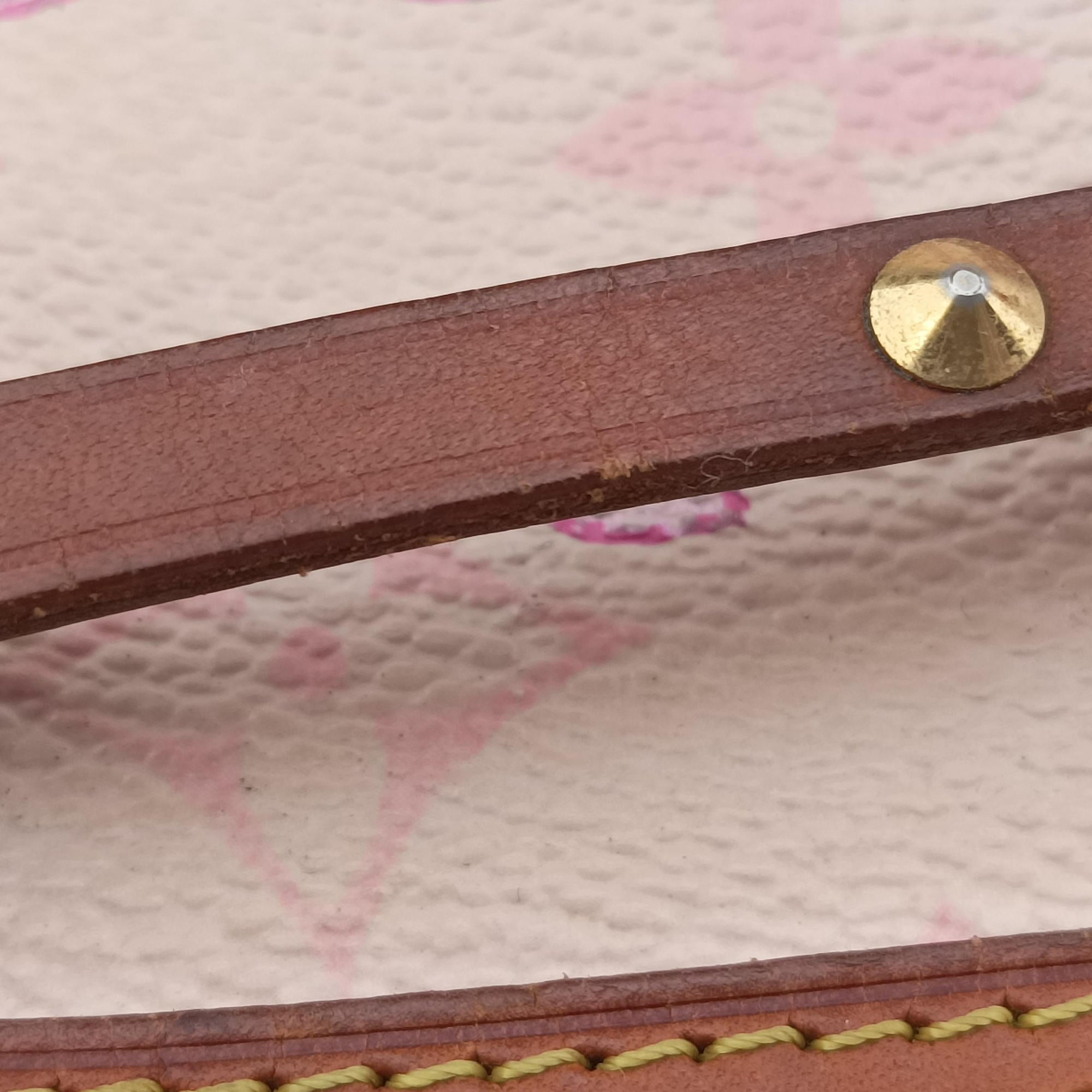 Pre-owned Louis Vuitton Cherry Blossom Pochette Accessoire Pink Monogram Canvas × Vachetta Leather M92007 handbag | stylenewstar