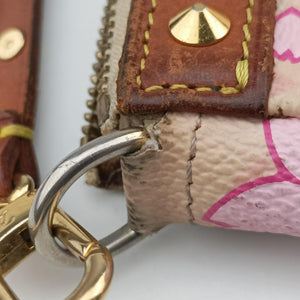 Pre-owned Louis Vuitton Cherry Blossom Pochette Accessoire Pink Monogram Canvas × Vachetta Leather M92007 handbag | stylenewstar