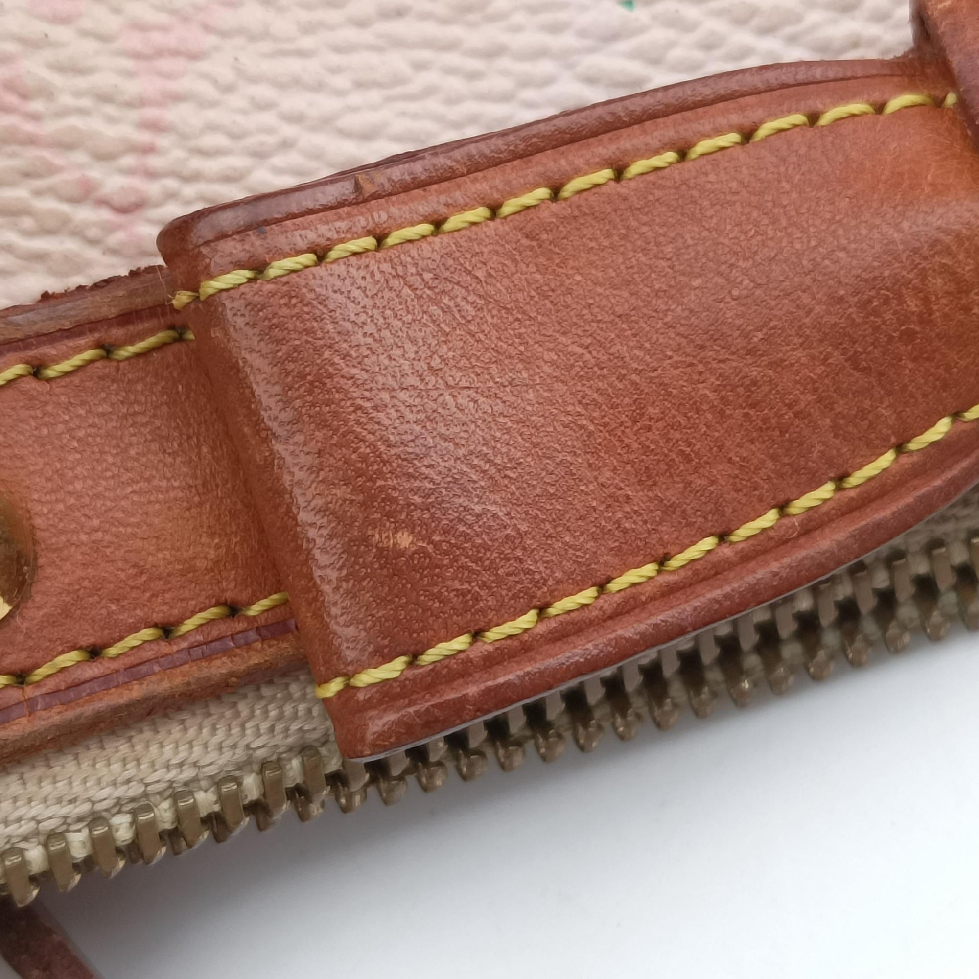 Pre-owned Louis Vuitton Cherry Blossom Pochette Accessoire Pink Monogram Canvas × Vachetta Leather M92007 handbag | stylenewstar