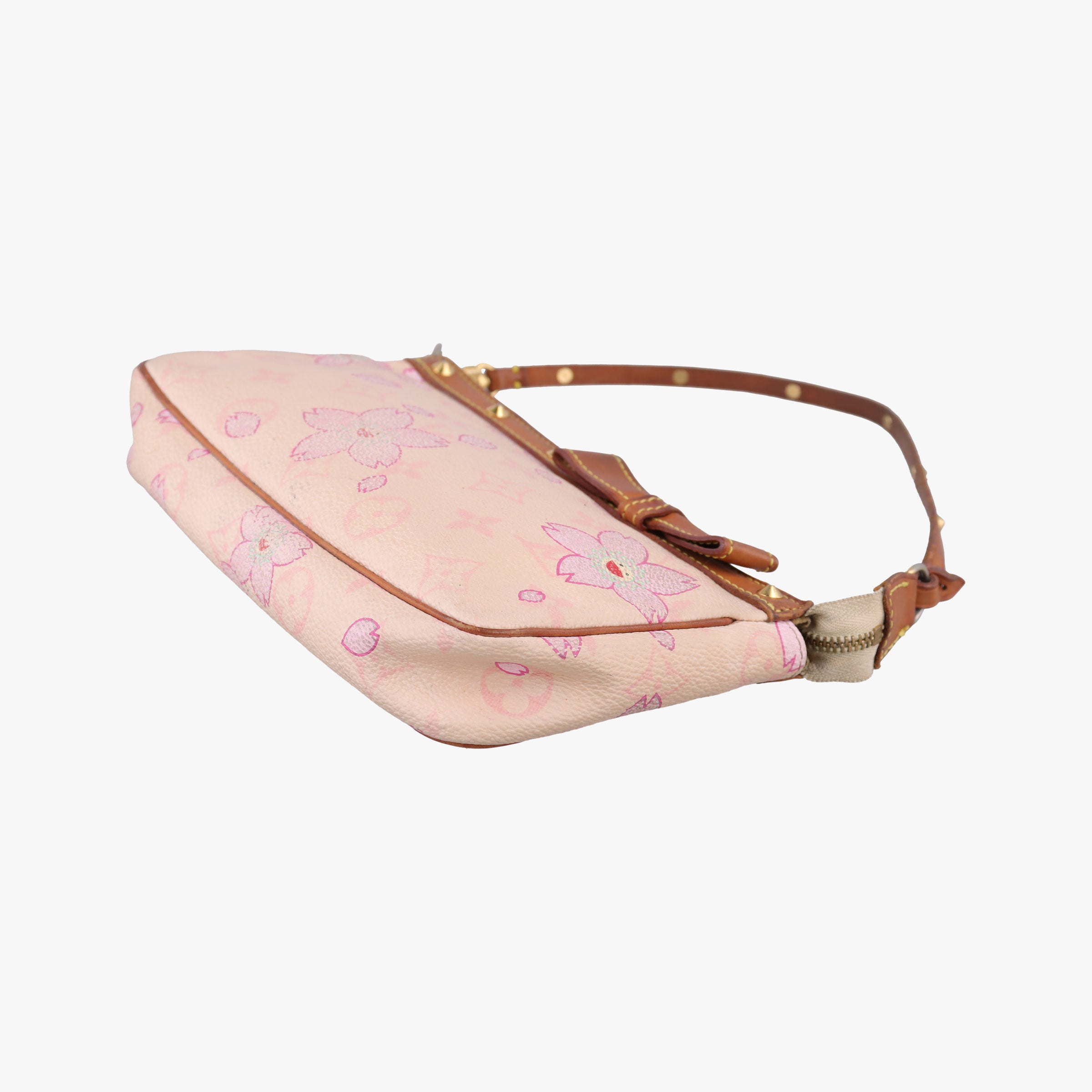 Pre-owned Louis Vuitton Cherry Blossom Pochette Accessoire Pink Monogram Canvas × Vachetta Leather M92007 handbag | stylenewstar
