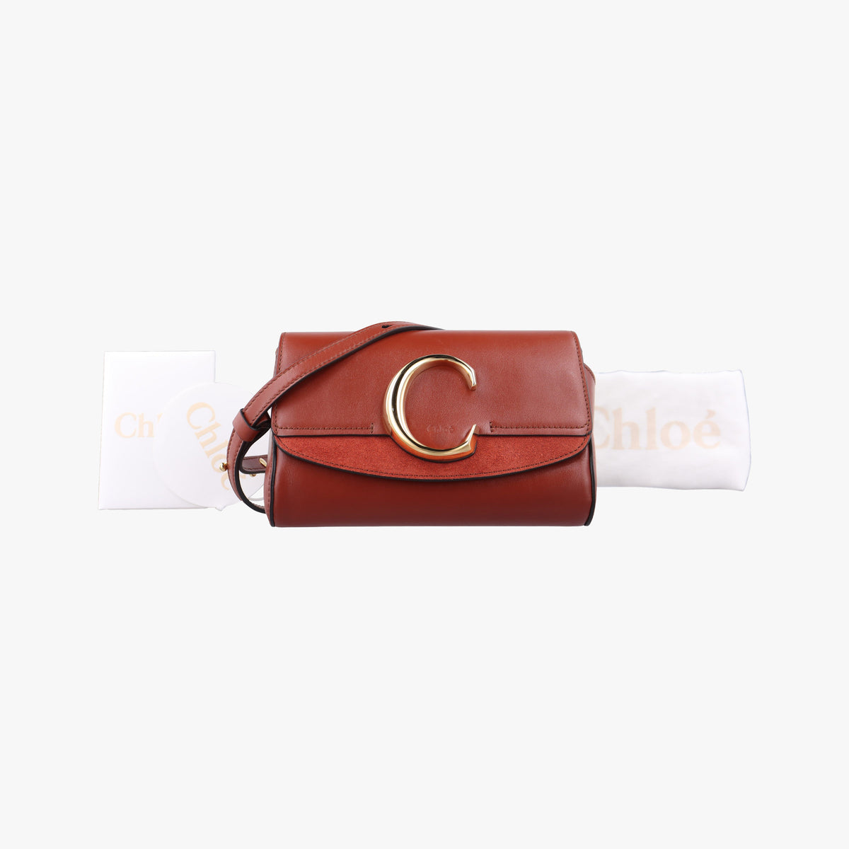 Pre-owned Chloe Chloe C Brown Leather × Suede  bum bag/waist bag | stylenewstar