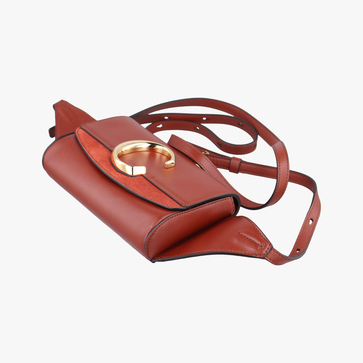 Pre-owned Chloe Chloe C Brown Leather × Suede  bum bag/waist bag | stylenewstar