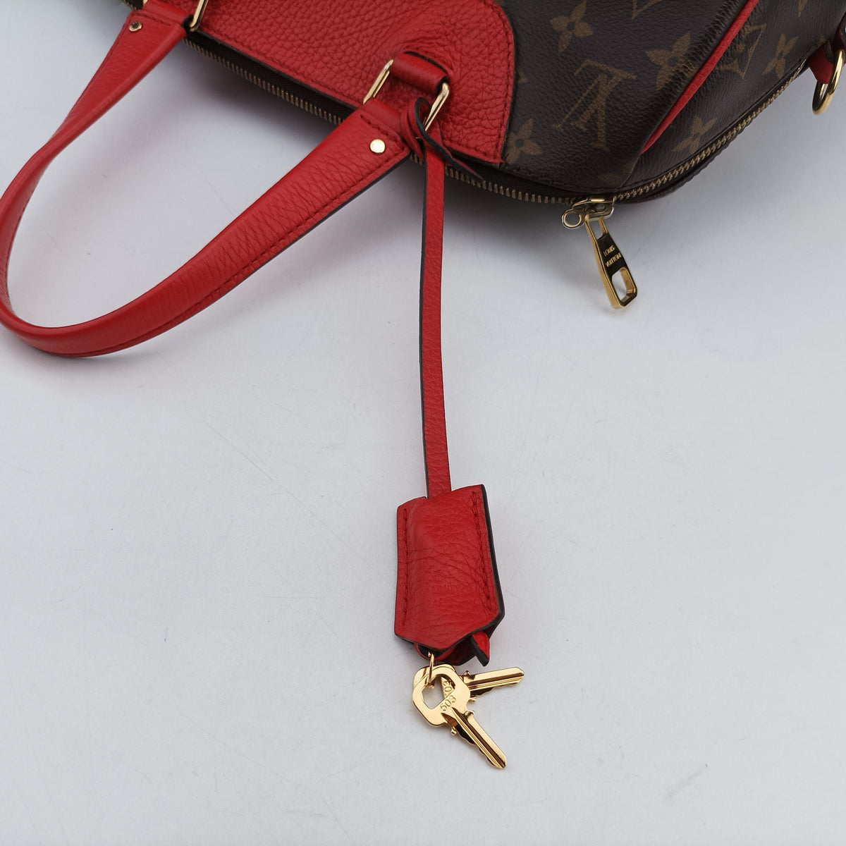 Pre-owned Louis Vuitton RETIRO PM brown×CERISE Monogram Canvas×calf leather M40546 shoulderbag | stylenewstar